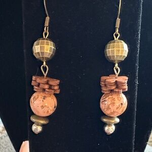 Hand Crafted Brown and Gold Artisan Earrings